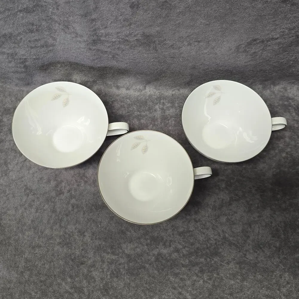 Rosenthal Germany Rose Leaf Pattern Set of 3 Tea Cups Continental Print 3436